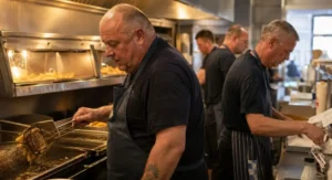 What are chippy workers saying about conditions inside hot kitchens